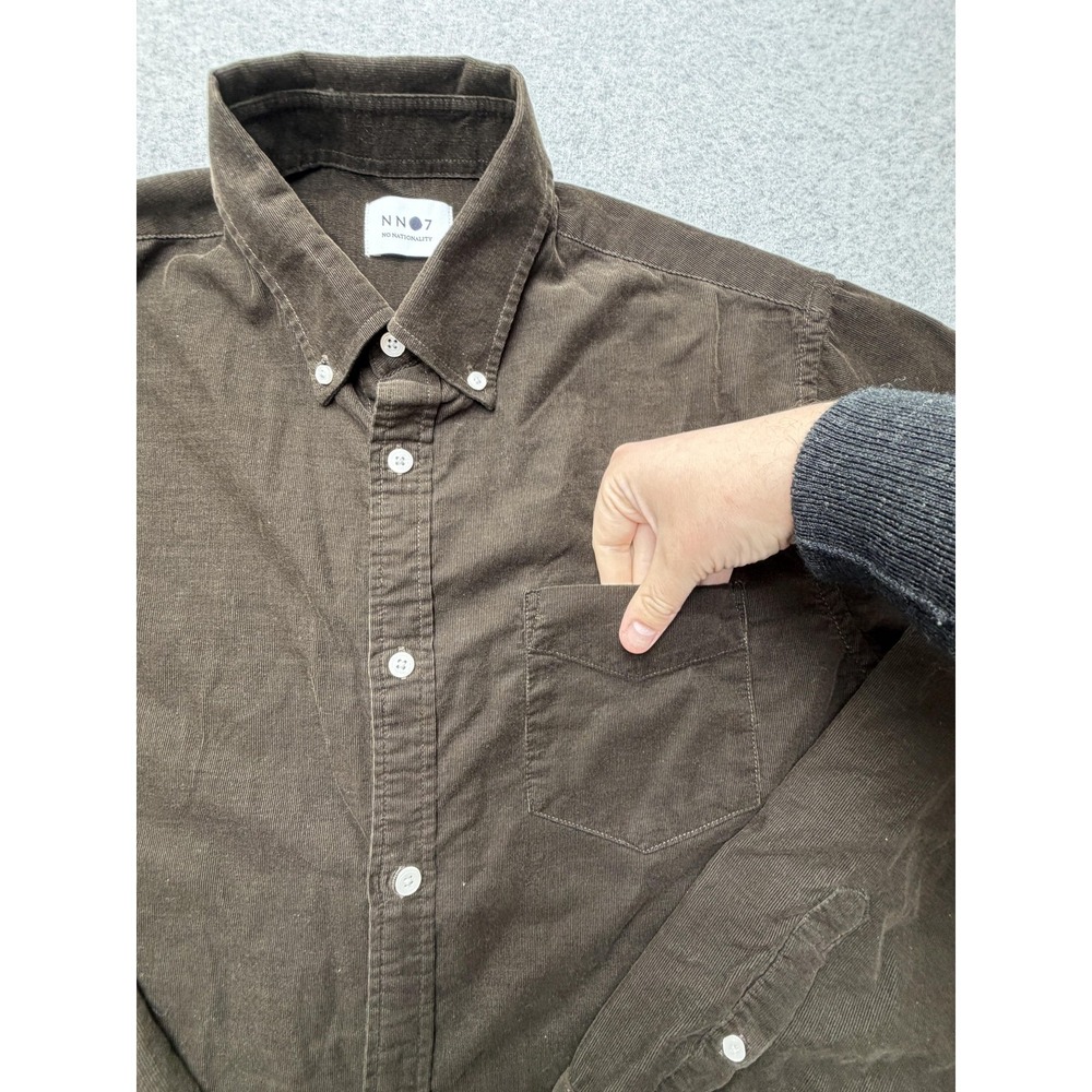 NN07 Shirt Mens Large Brown Corduroy Long Sleeve Button Down Casual Fall - Picture 2 of 9